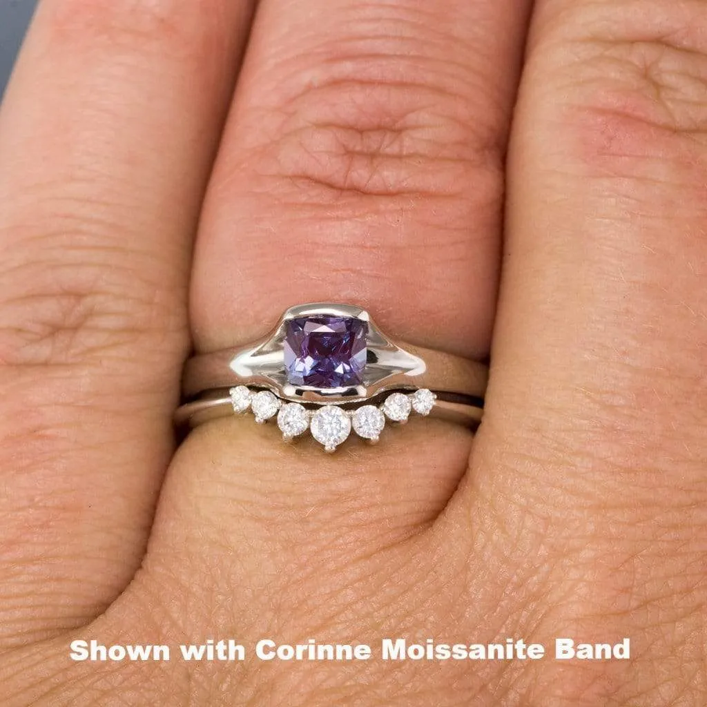 Cushion Cut Alexandrite Fold Solitaire Engagement Ring