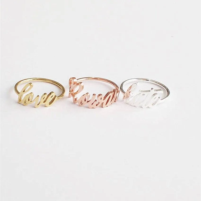 Custom Made Name Ring For Women- Personalized Hand Writing Name Ring