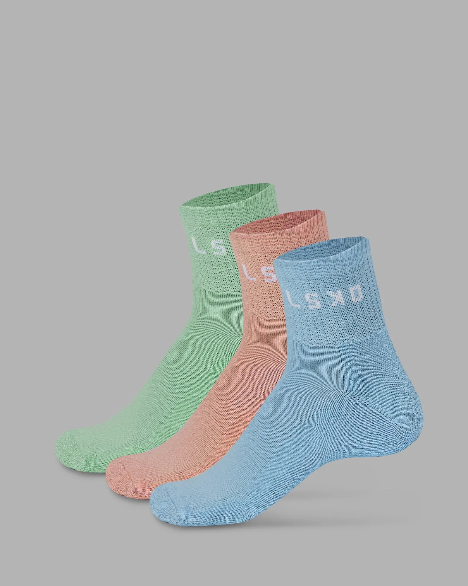 Daily 3 Pack Quarter Socks - Glacial Blue-Surf Spray-Mellow Peach