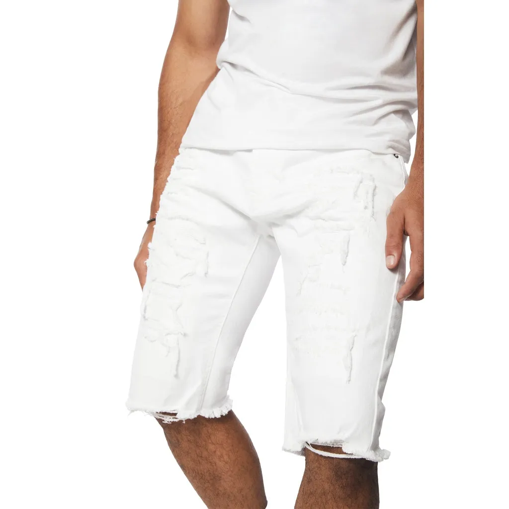 Distressed Rip & Repair Jean Shorts - White