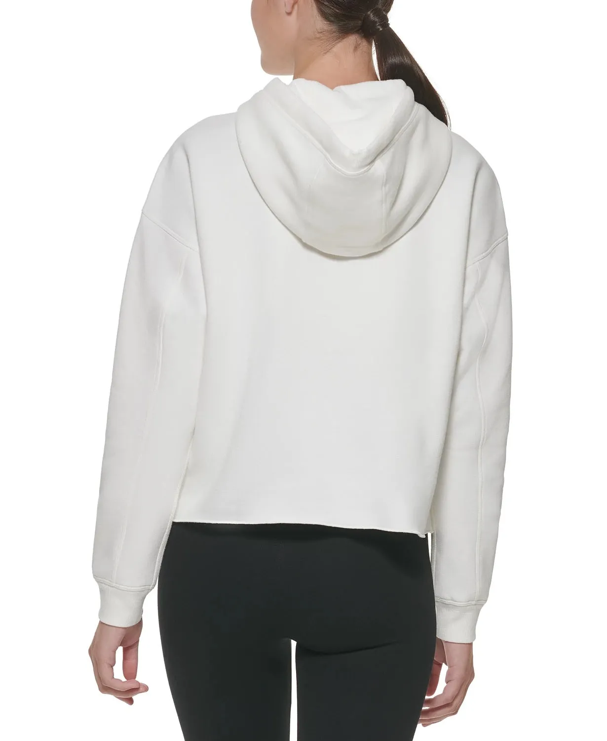 DKNY Sport Women's Metallic-Graphic Pullover Hoodie, Snow/silver, M