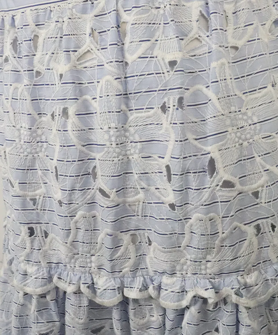 Erdem Blue & White Stripe Embroidered Dress sz 4