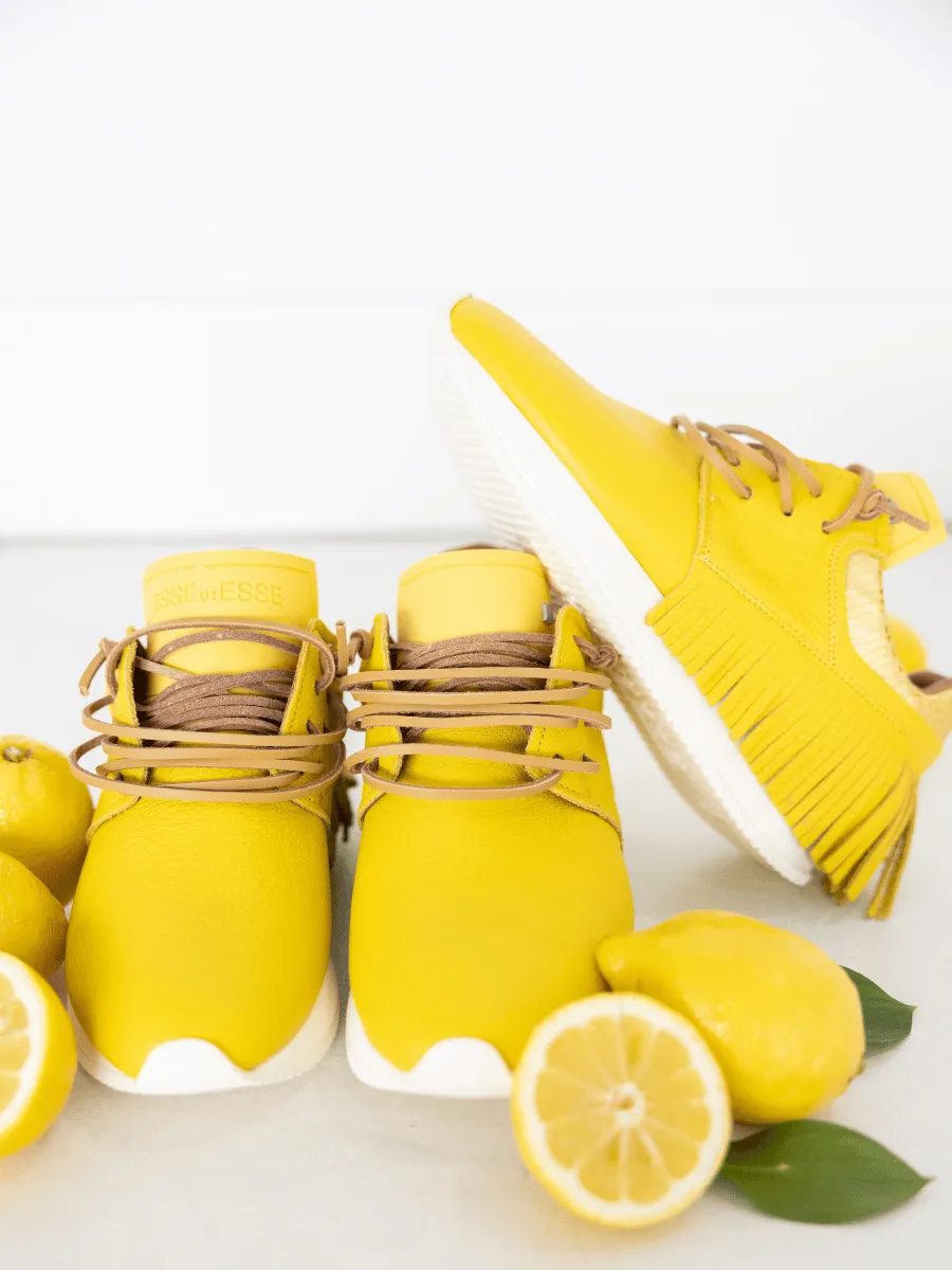 Esseutesse Leather Fringe Sneaker - Limoncello