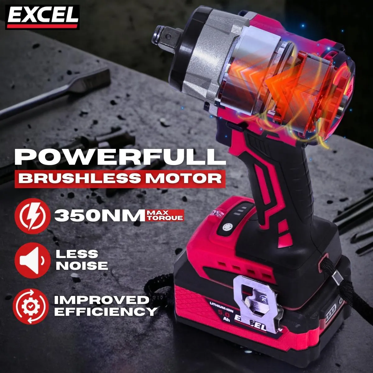 Excel 18V Brushless 1/2'' Impact Wrench Body Only (Battery & Charger Not Included)