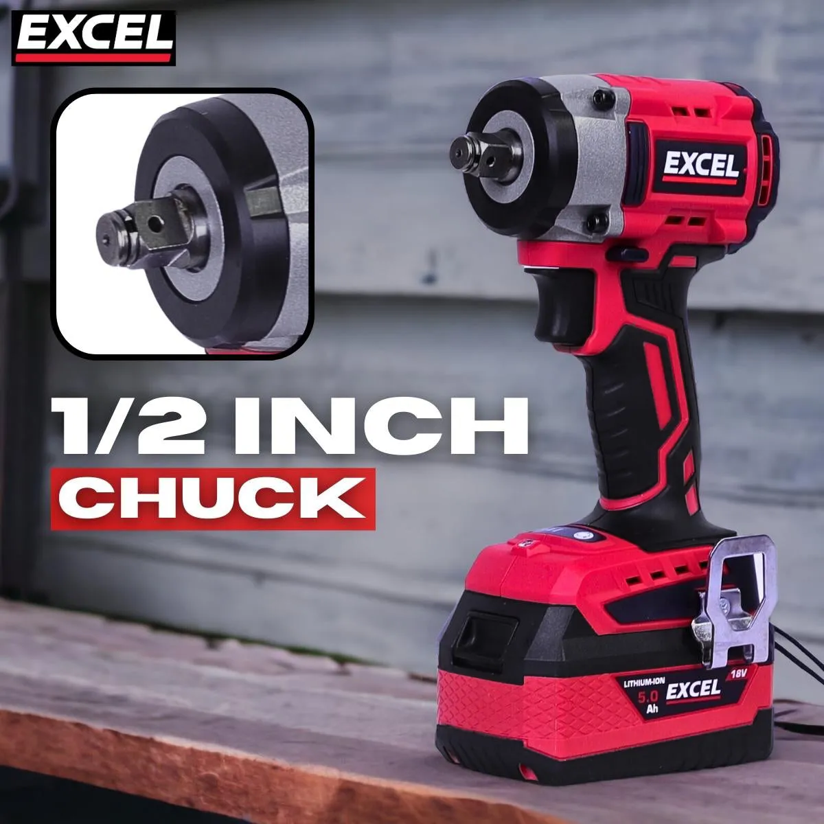 Excel 18V Brushless 1/2'' Impact Wrench Body Only (Battery & Charger Not Included)