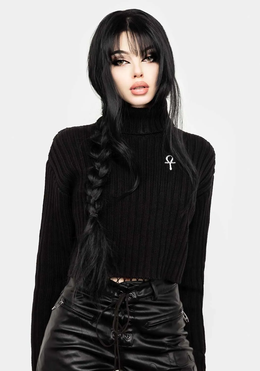 Fate Funnel-Neck Crop Jumper