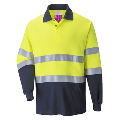 Flame Retardant inherent Anti Static Hi-Vis FRAS 2-Tone Polo Shirt Portwest FR74