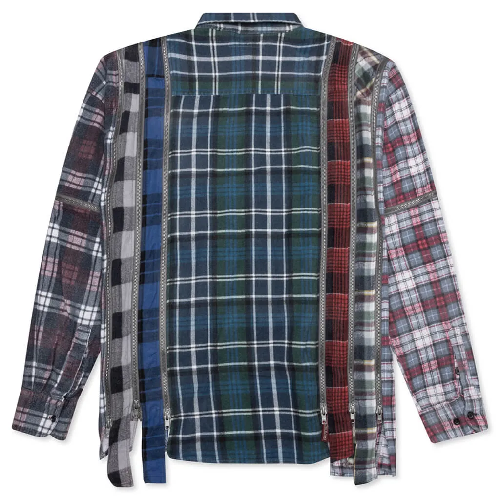 Flannel Shirt 7 Cuts Zipped Wide Reflection Shirt - Assorted