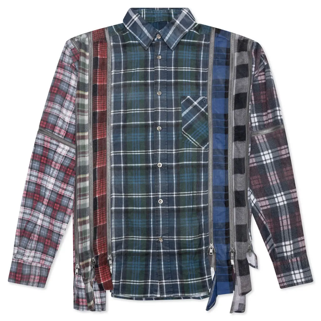 Flannel Shirt 7 Cuts Zipped Wide Reflection Shirt - Assorted