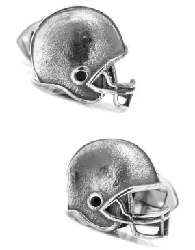 Football Helmet Cufflinks - Sterling Silver - Football Backing Closure