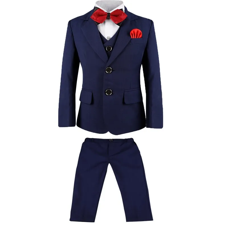 Formal Wedding Boys Jacket Vest Pants BowTie 4Pcs Tuxedo