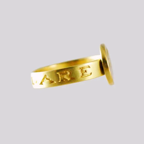 Gabriella Kiss 18k Small Eye Love Token Ring Inscribed with Invigilare