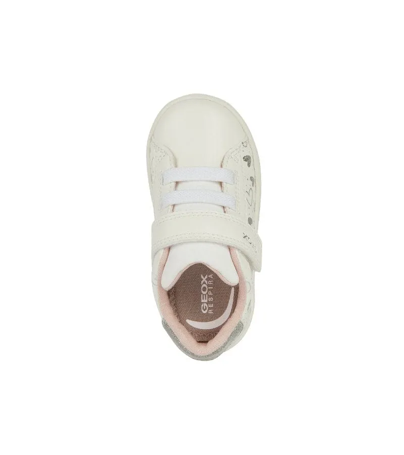 Geox Infant Girls White Tennis Sneaker Hearts Design Side Eclyper - B455MA