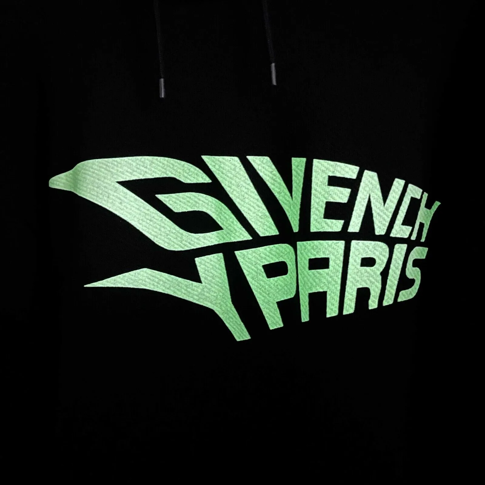 Givenchy - Excellent - Glow In The Dark Logo - Black / White Hoodie - Small