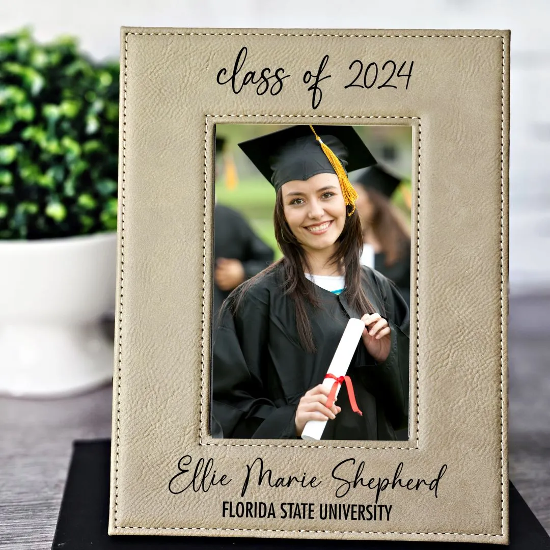 Graduation Picture Frame Engraved Light Brown/Black | Class of 2024 Graduation Gift