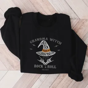 Grandma Witch a Rock and Roll Heart Sweatshirt