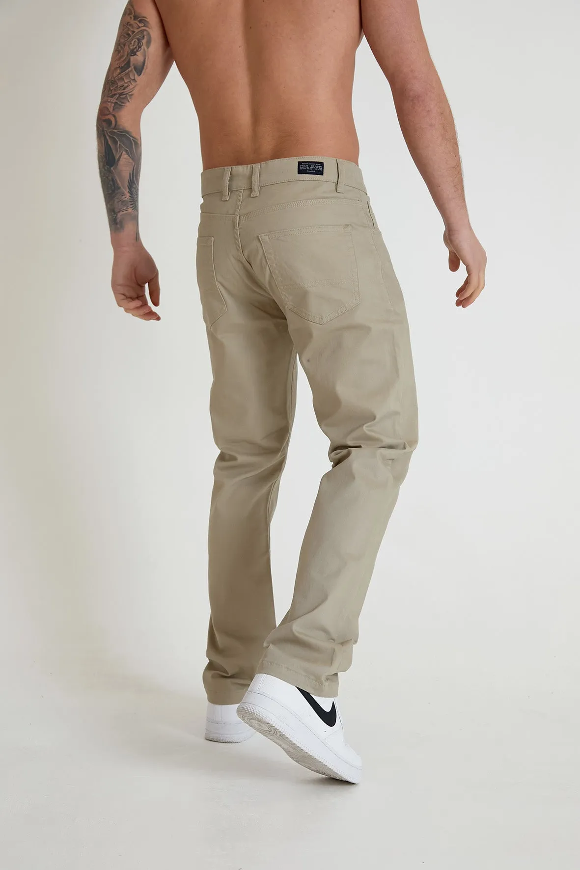 Hawkins 5 pocket chino pant in premium cotton twill - Lt Stone