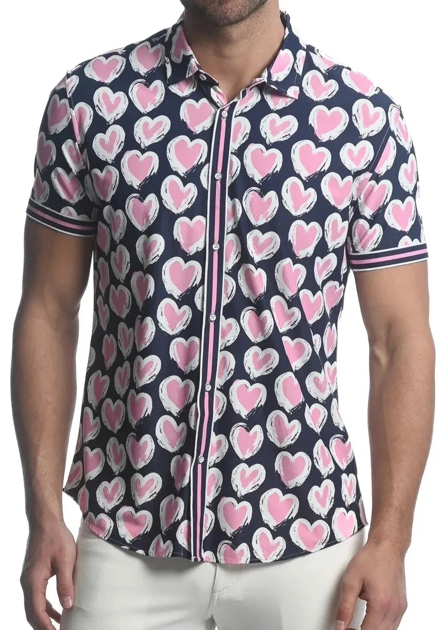 HEARTS PRINTED PERFORMANCE S/S SHIRT