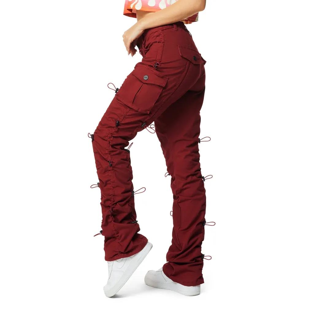 High Rise Multi Bungee Stacked Twill Pants - True Red