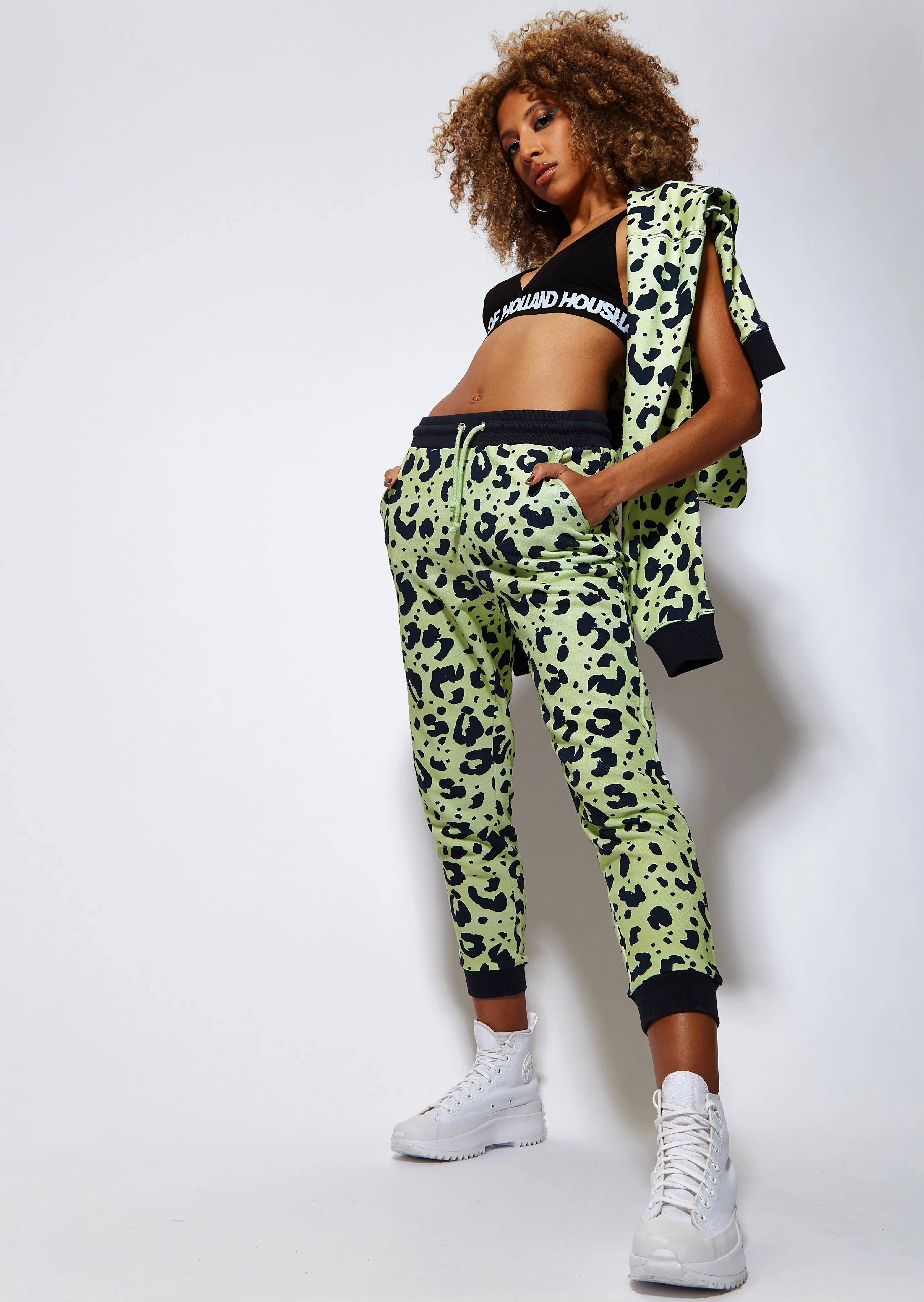 House of Holland Animal Print Jogger in Mint