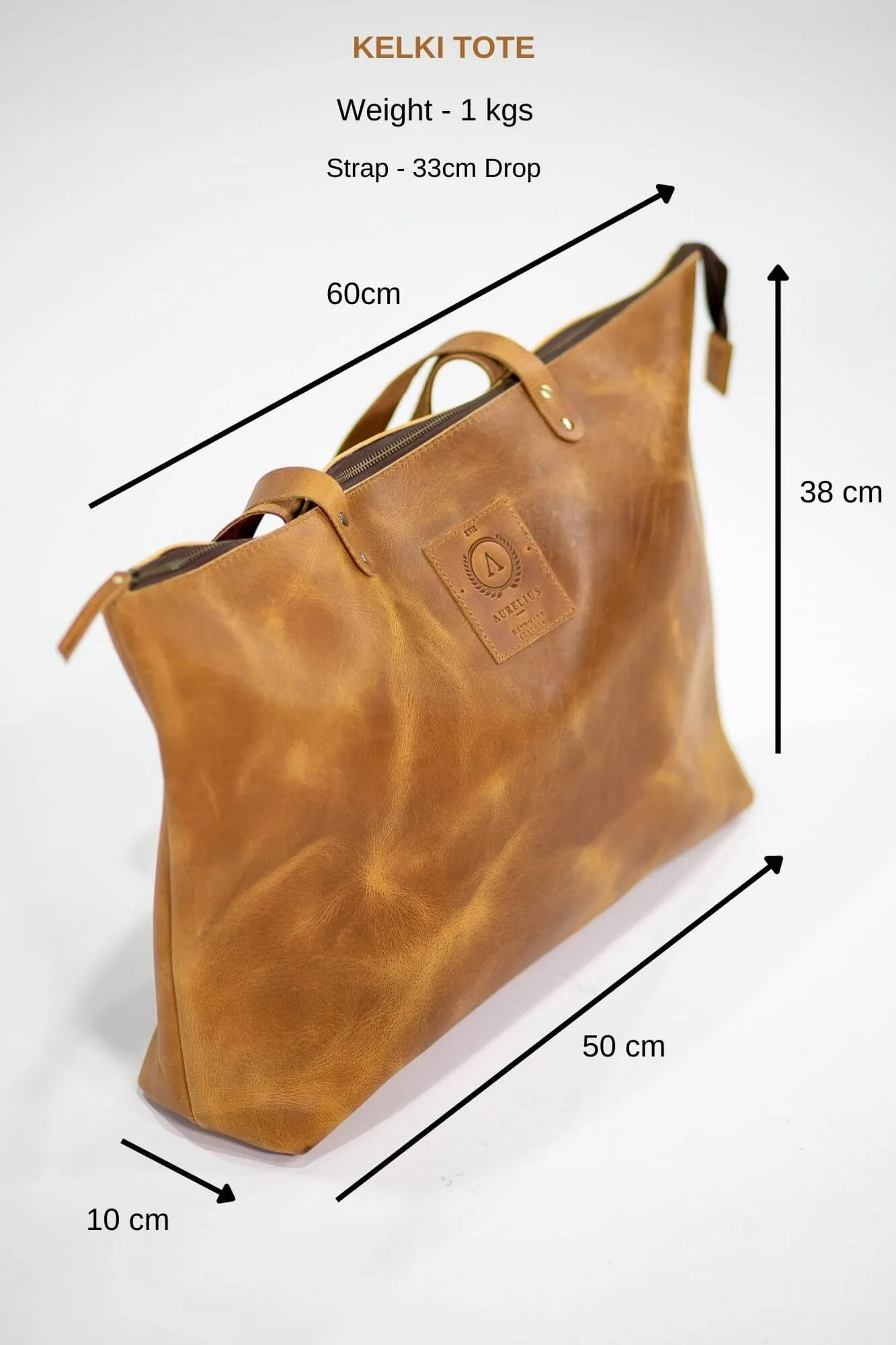 Kelki Light Tan Leather Tote Bag