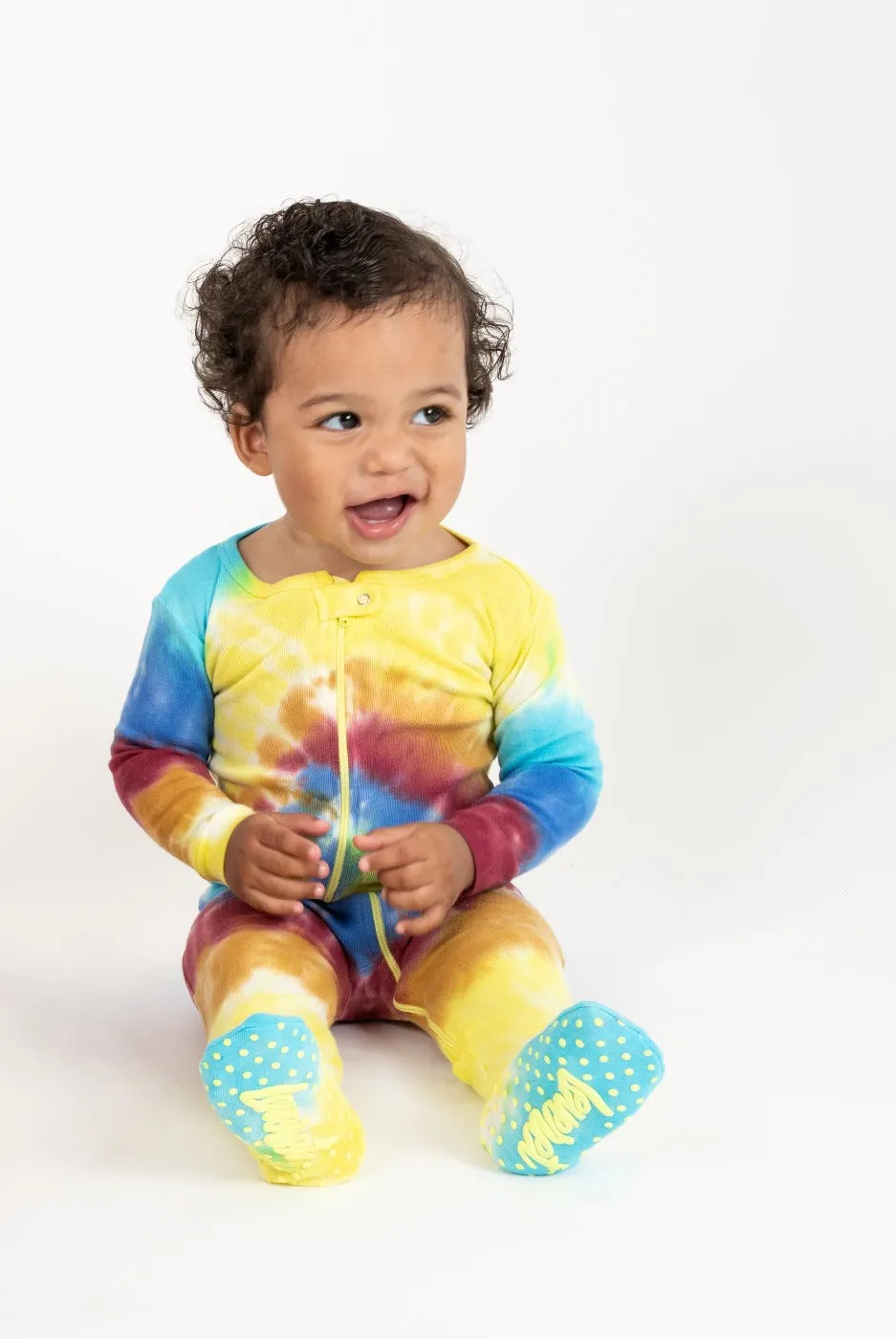 Kids Footed Boy Swirl Tie Dye Pajamas