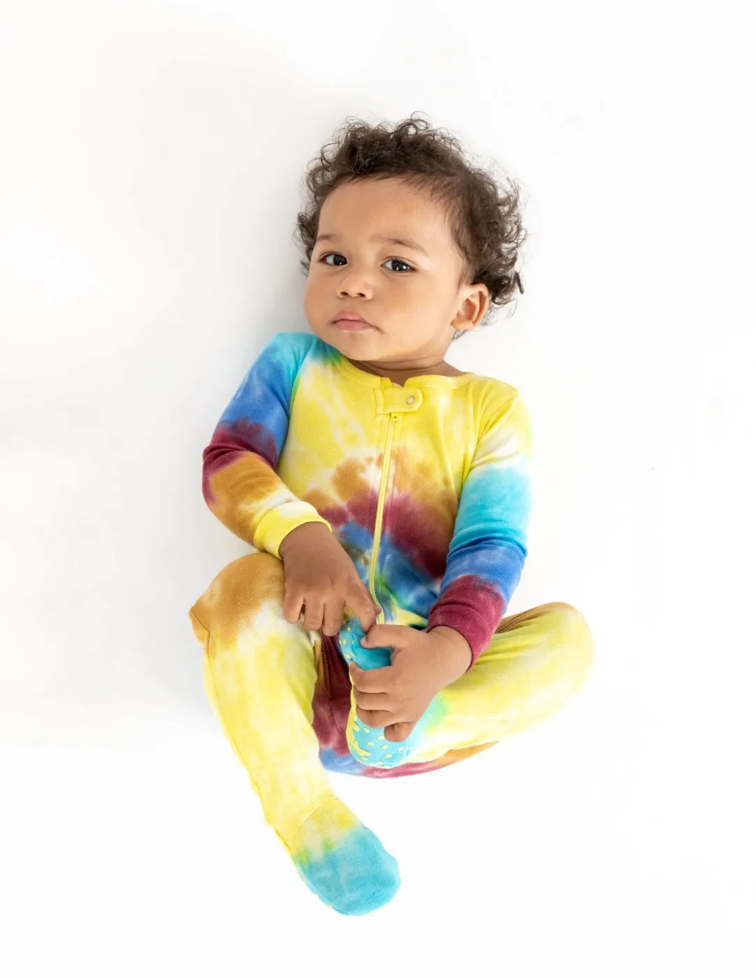 Kids Footed Boy Swirl Tie Dye Pajamas