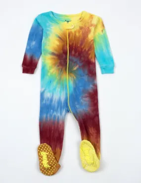 Kids Footed Boy Swirl Tie Dye Pajamas