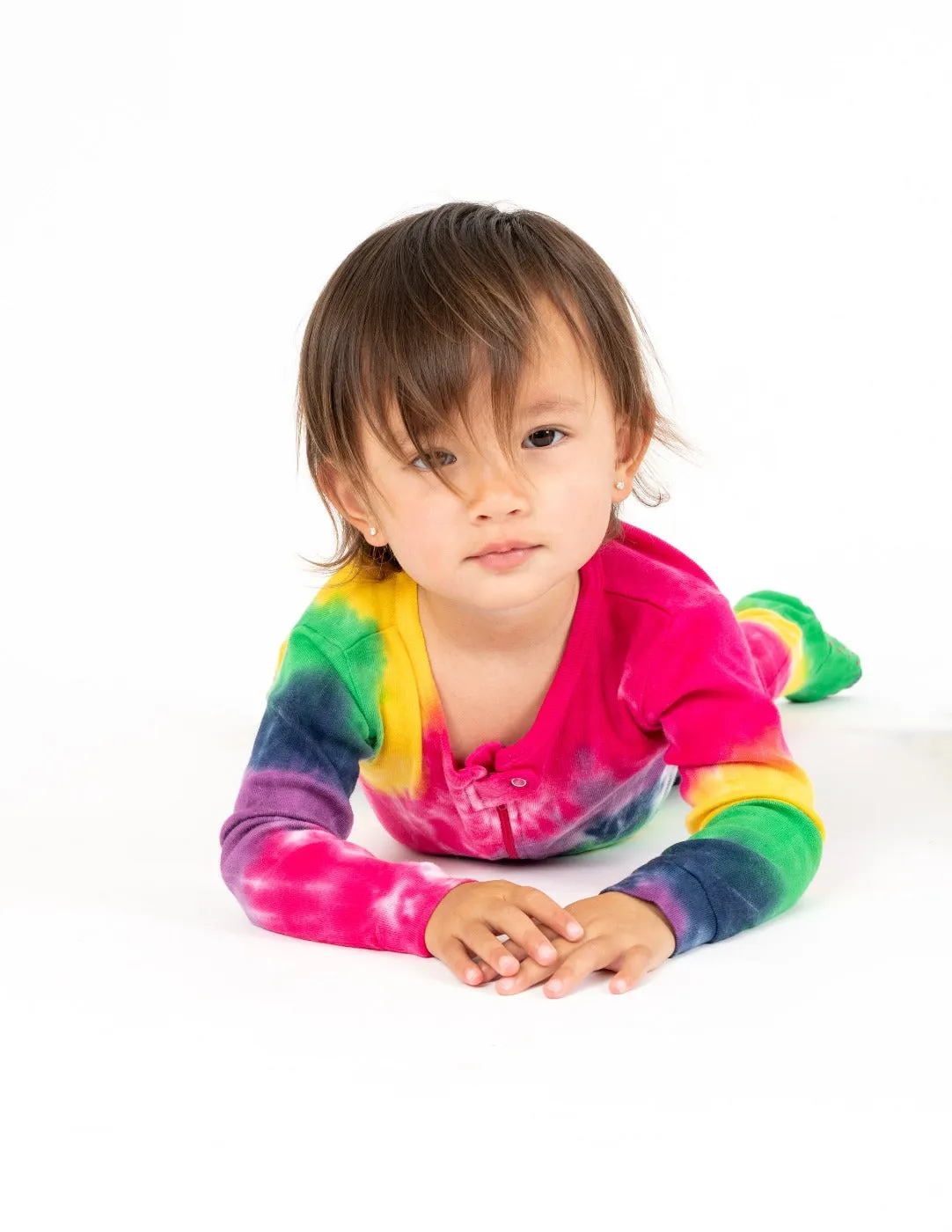 Kid's Footed Girl Swirl Tie Dye Pajamas