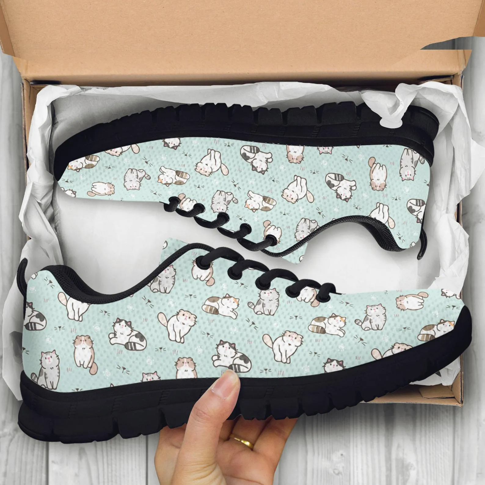 Kitty Cat Shoes Cat Printed Sneakers Kitty Running Shoes Cat Owner Gifts Clothing for Womens Mens Kids Adults