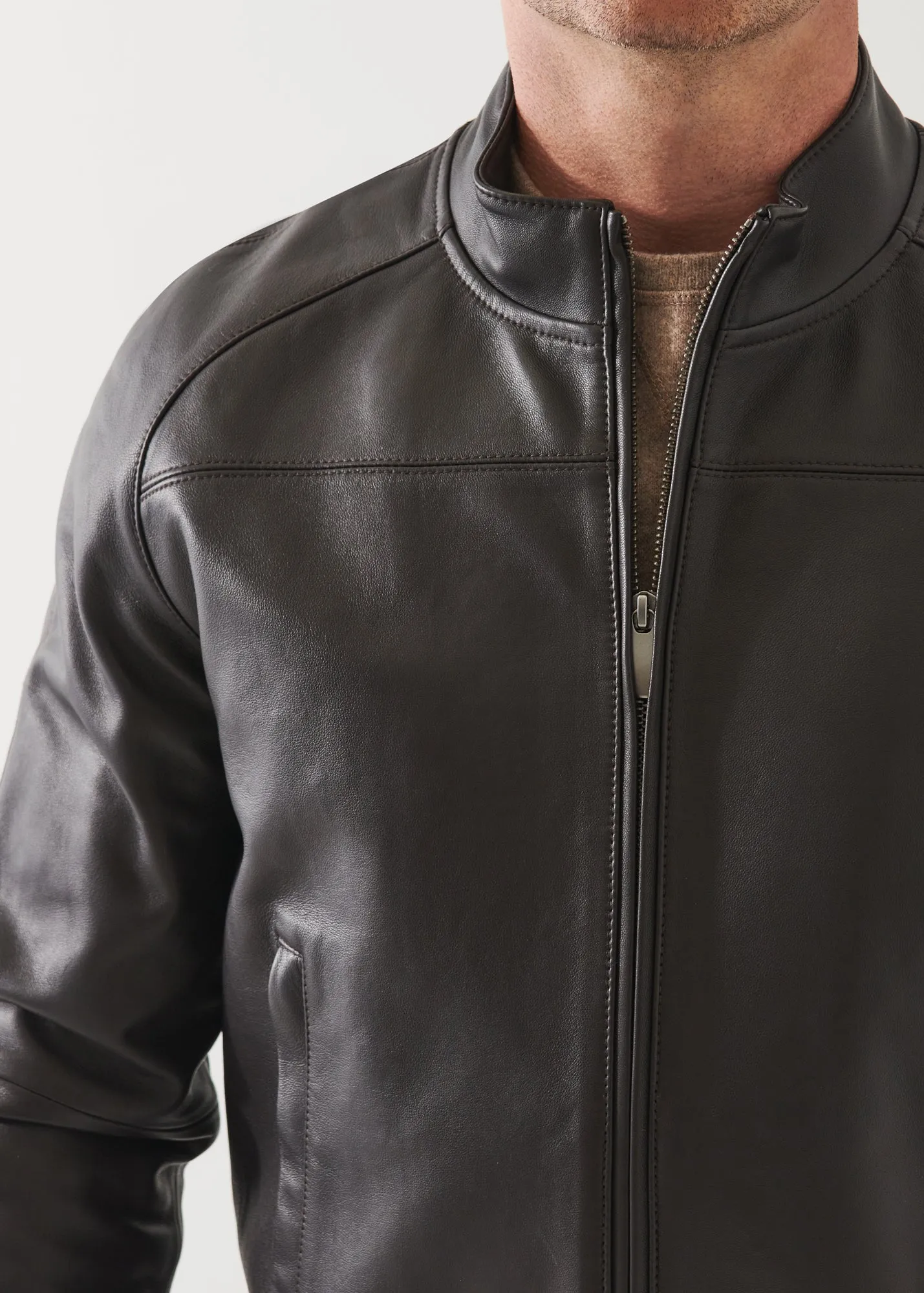 LEATHER ZIP-UP BOMBER