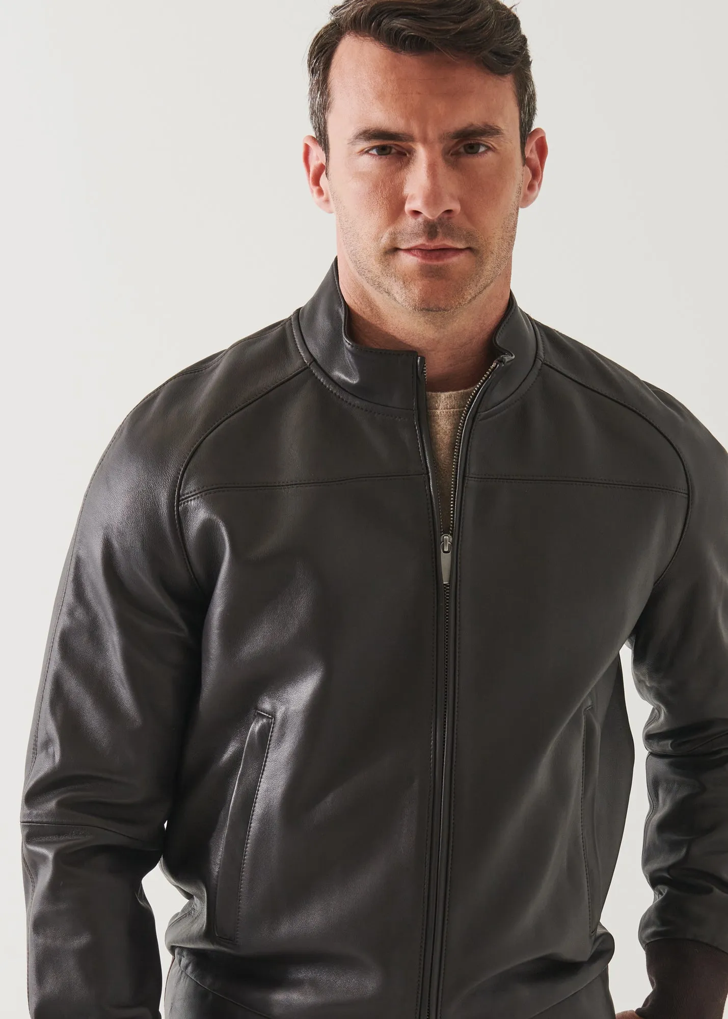 LEATHER ZIP-UP BOMBER