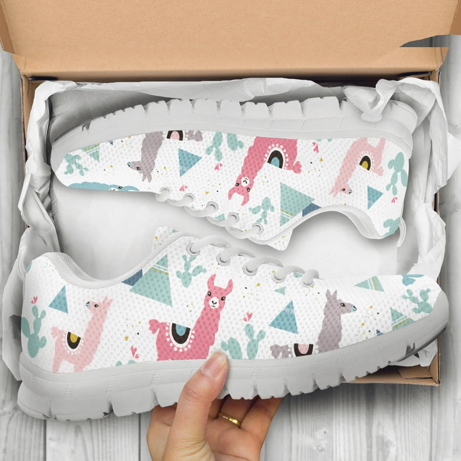 Llama Print Shoes Llama Printed Sneakers Llama Running Shoes Llama Lover Gifts Clothing for Womens Mens Kids Adults