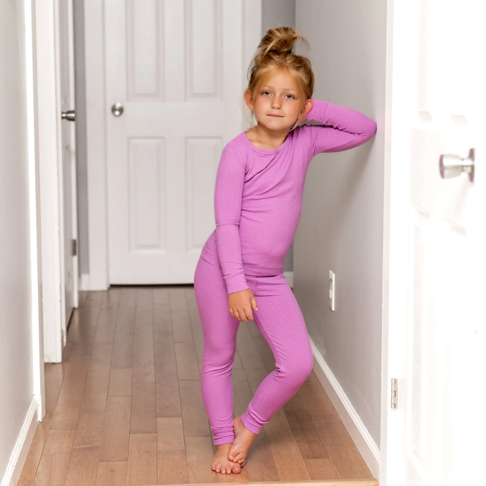 LONG SLEEVE 2 PIECE SETS- Lilac Ribbed