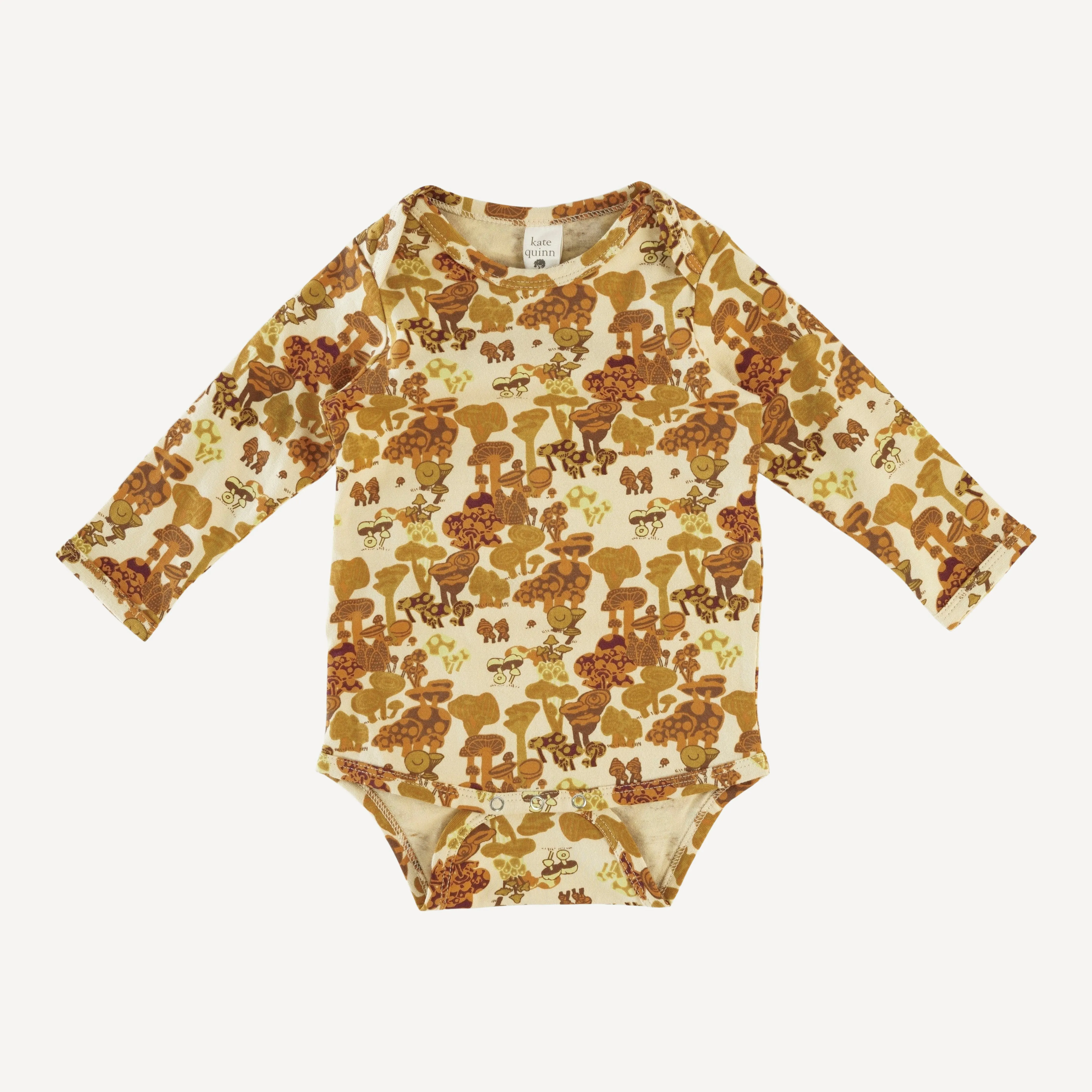 long sleeve lap neck bodysuit | magic mushrooms | organic cotton jersey