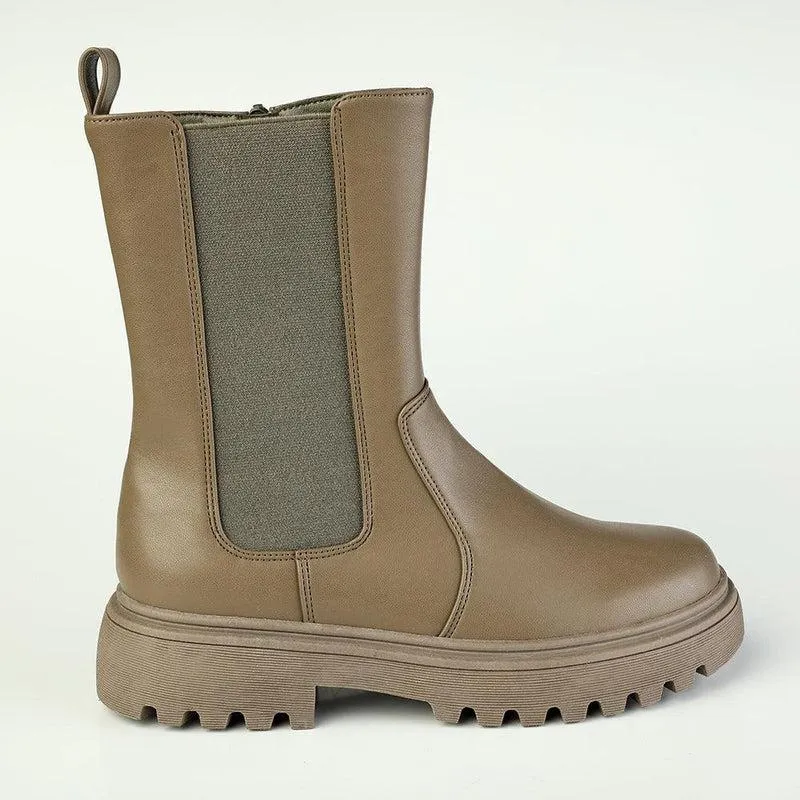 Madison Stacy Boot - Khaki Mono