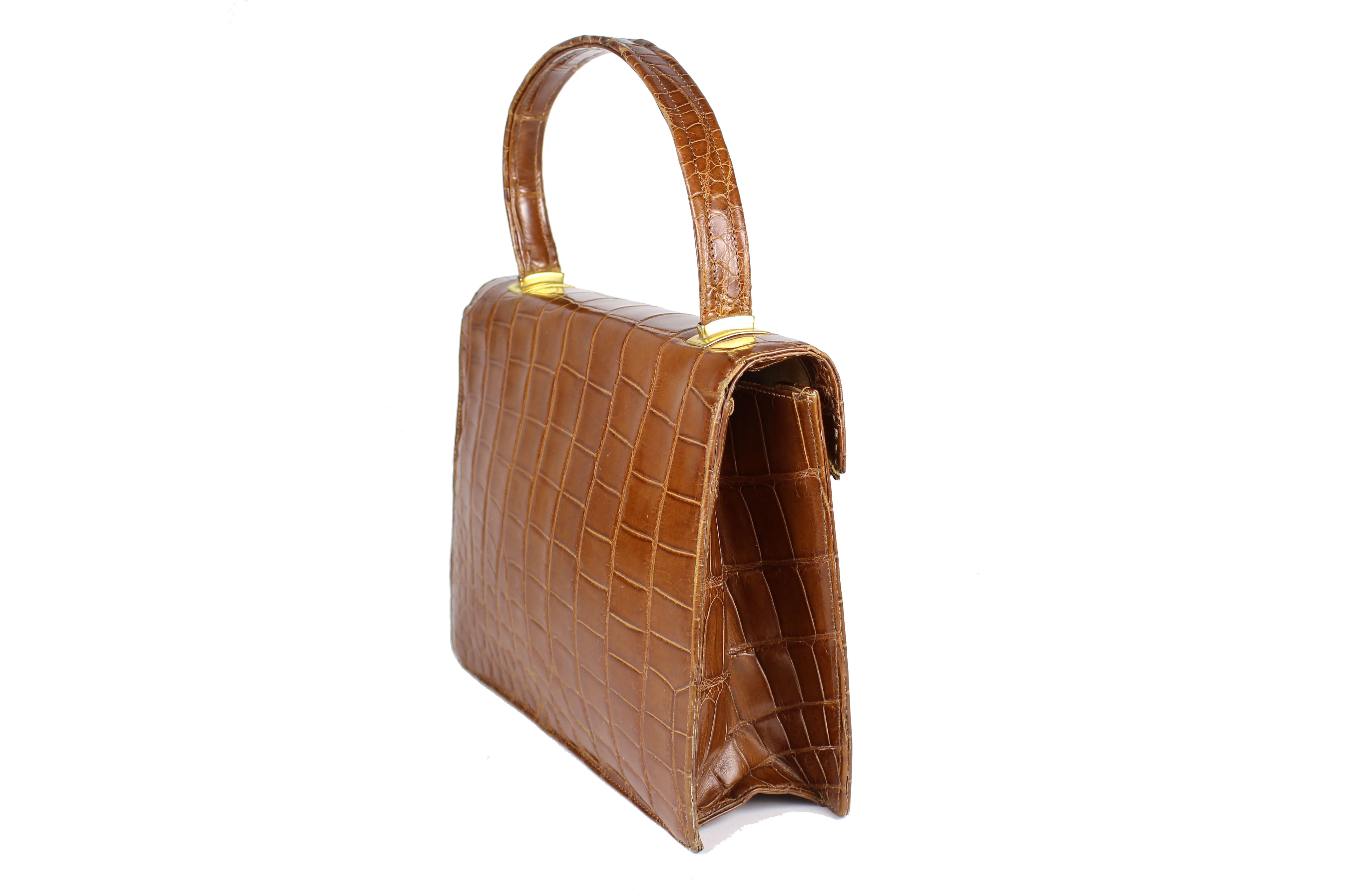 MAGDA butterscotch-color crocodile skin handbag