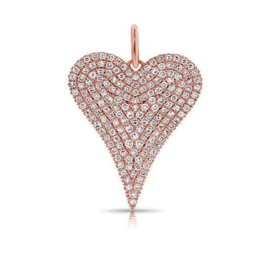 Medium Elongated Diamond Heart Charm