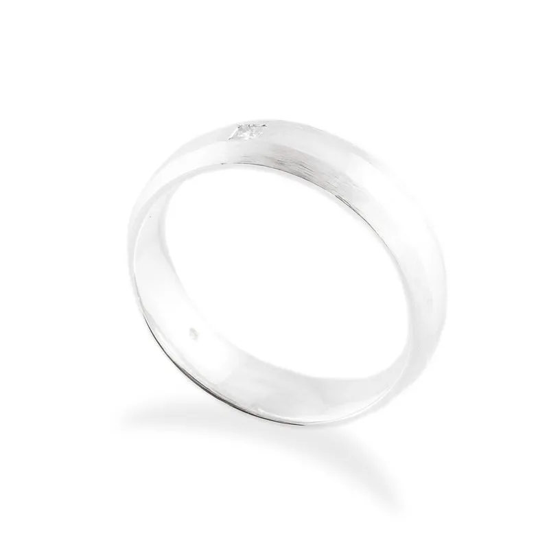 Men's Princess Diamond Brushed and Polished Wedding Band