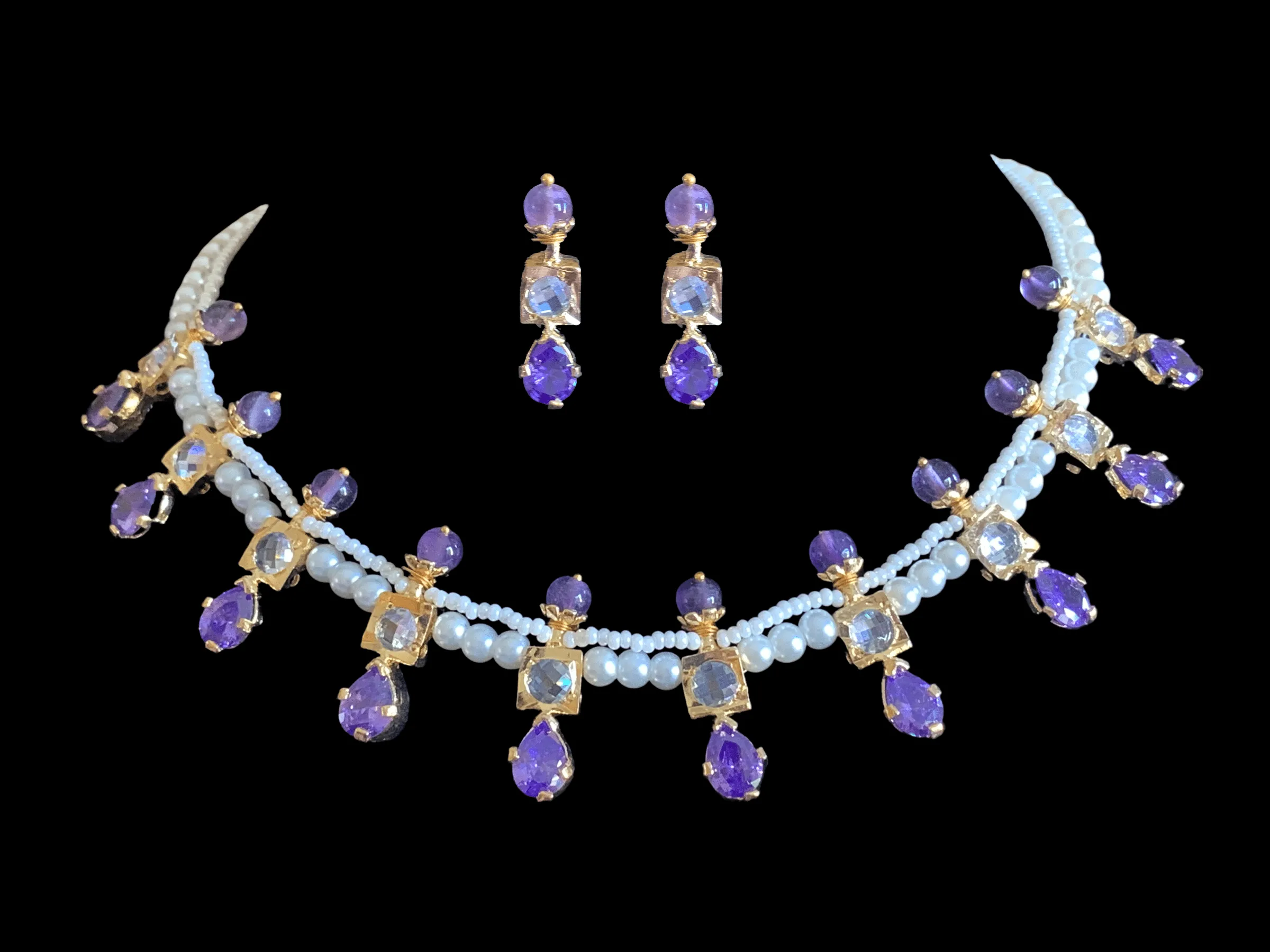 NS253 Kiara neckalce set in amethyst   ( READY TO SHIP )