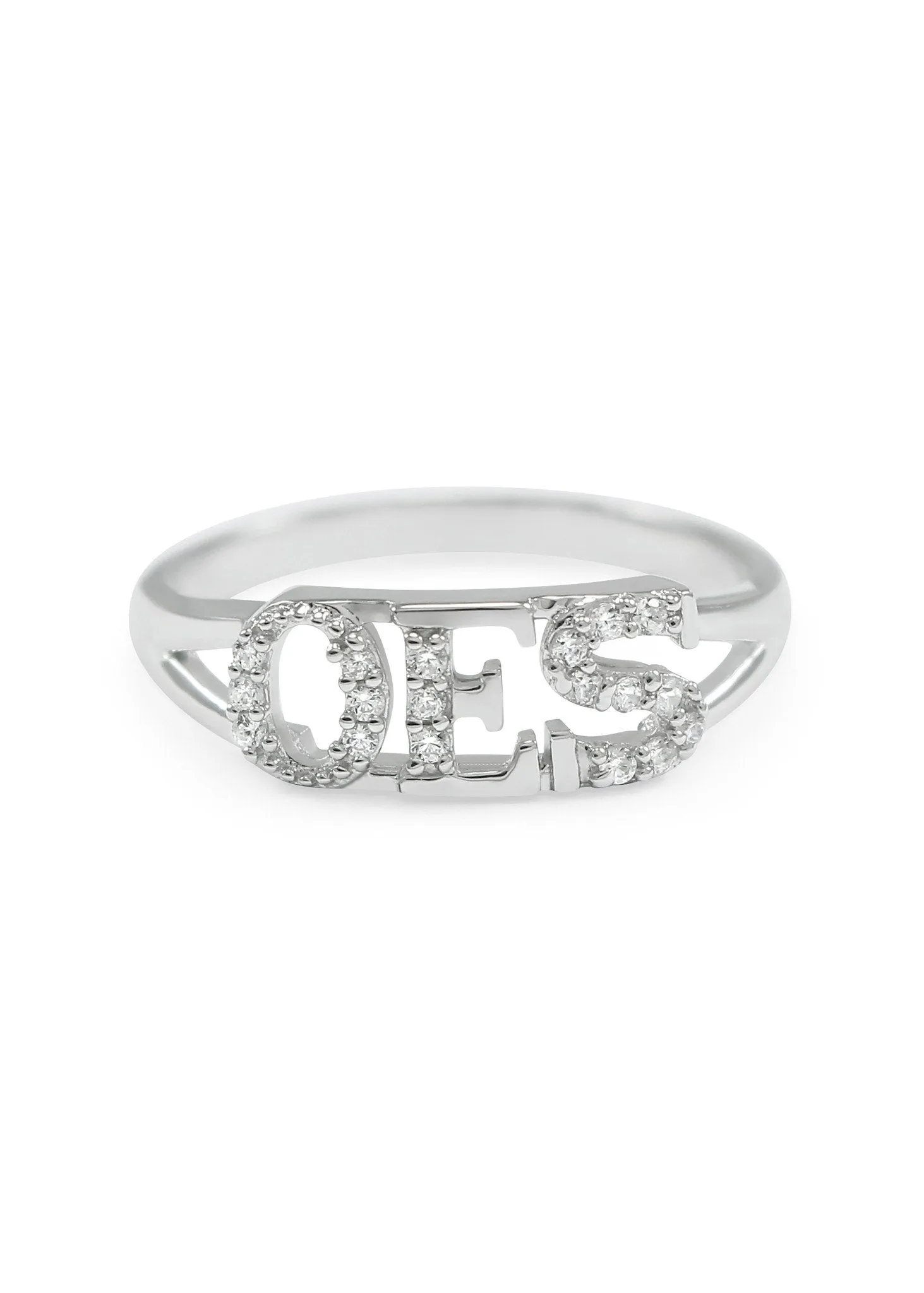 Order of the Eastern Star OES Sterling Silver Ring with Simulated Diamonds