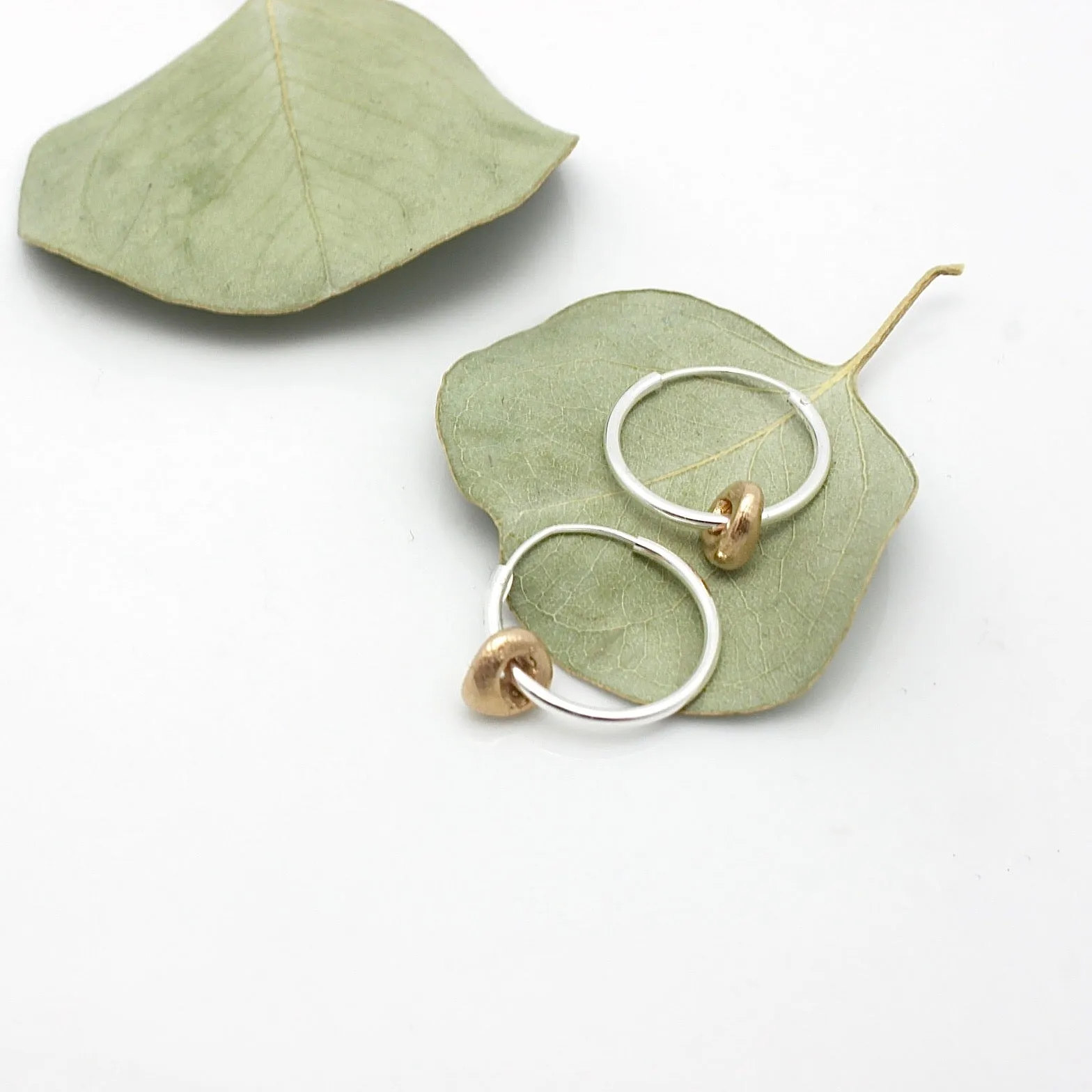 Pebble Collection:  Silver Pebble & Gold Hoop Earrings