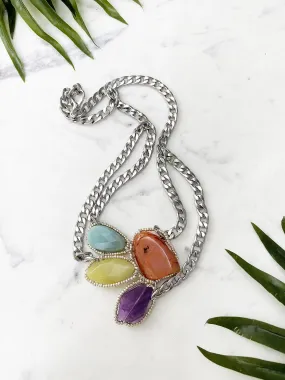 petite goddess choker - orange, amethyst and amazonite