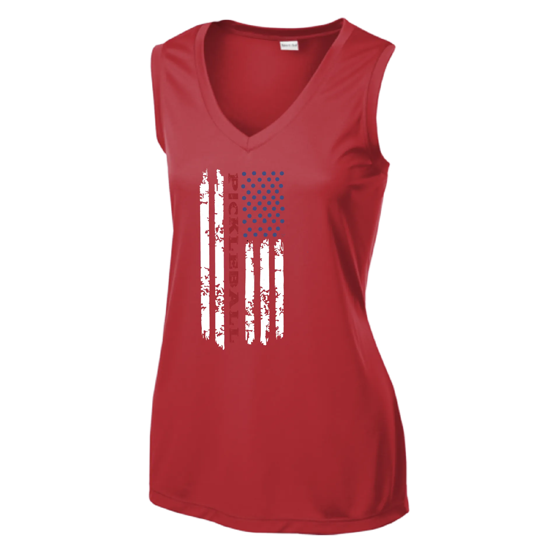 Pickleball Flag Vertical (Customizable) | Women’s Sleeveless Athletic Shirt | 100% Polyester