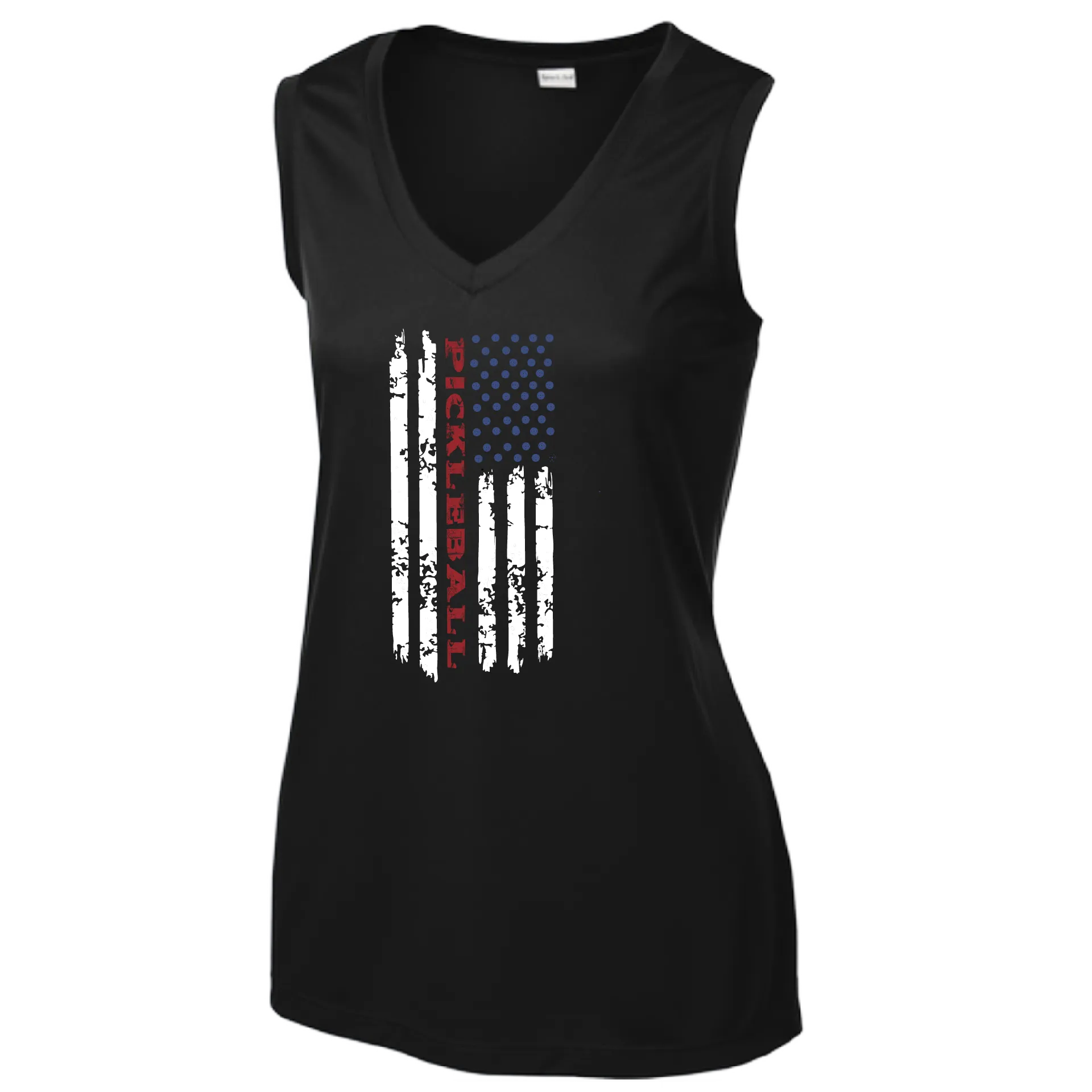 Pickleball Flag Vertical (Customizable) | Women’s Sleeveless Athletic Shirt | 100% Polyester