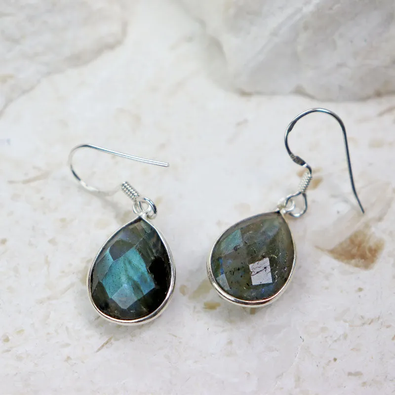 Picola Labradorite Teardrop Silver Earrings