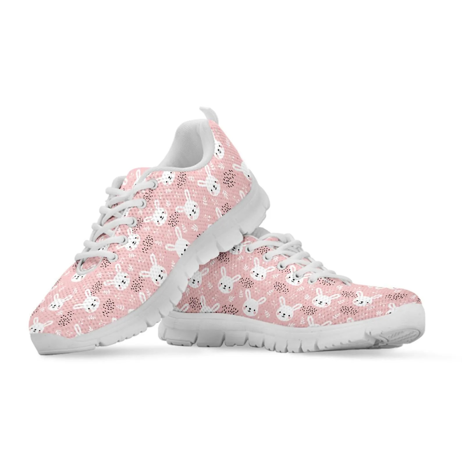 Pink Rabbit Shoes Bunny Print Sneakers Rabbit Running Shoes Athletic Casual Shoes Rabbit Lover Gifts Clothing for Womens Mens Kids Adults