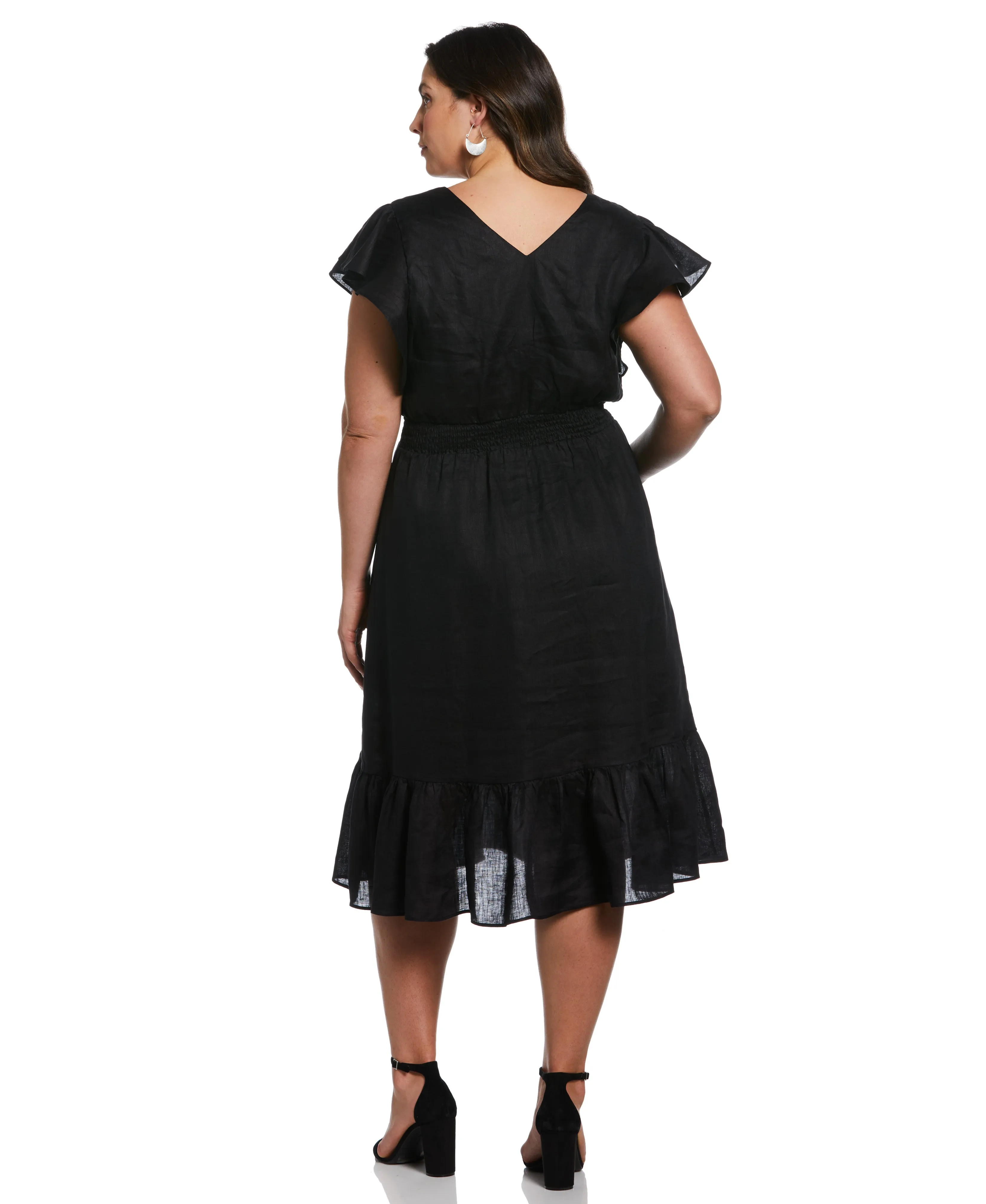 Plus Size Double V Neck Ruffle Dress