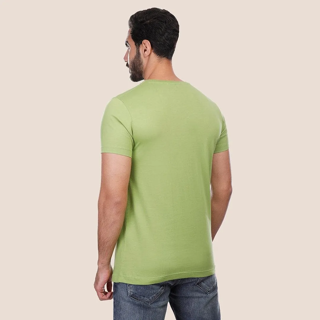 Printed Round-neck T-shirt - LIGHT GREEN