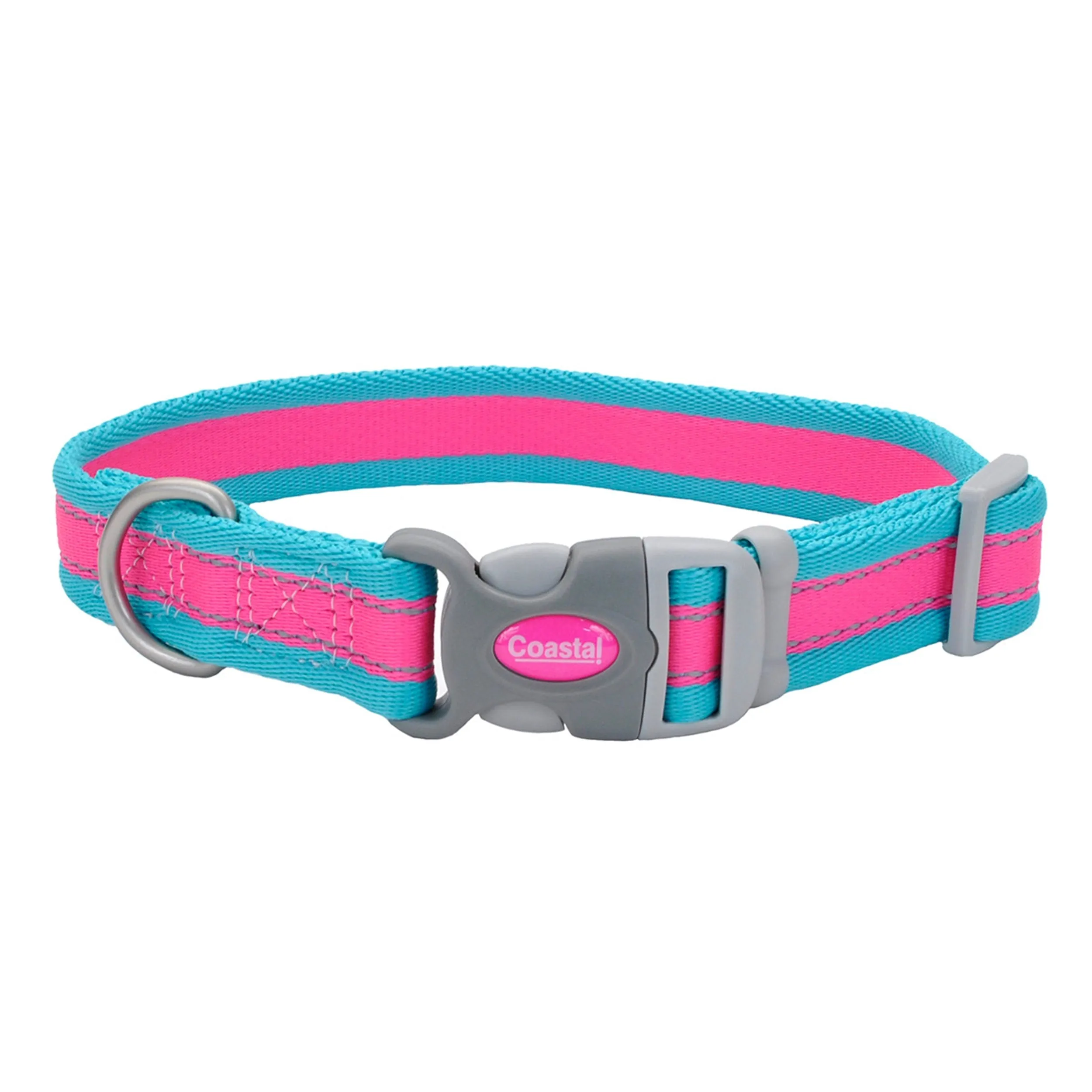 Pro Reflective Adjustable Dog Collar, Pink and Blue, Small